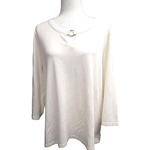 Chico's Long Sleeve Ivory Top SZ Large